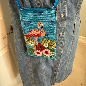 Beaded Flamingo Tropical Crossbody Bag by Bamboo trading company